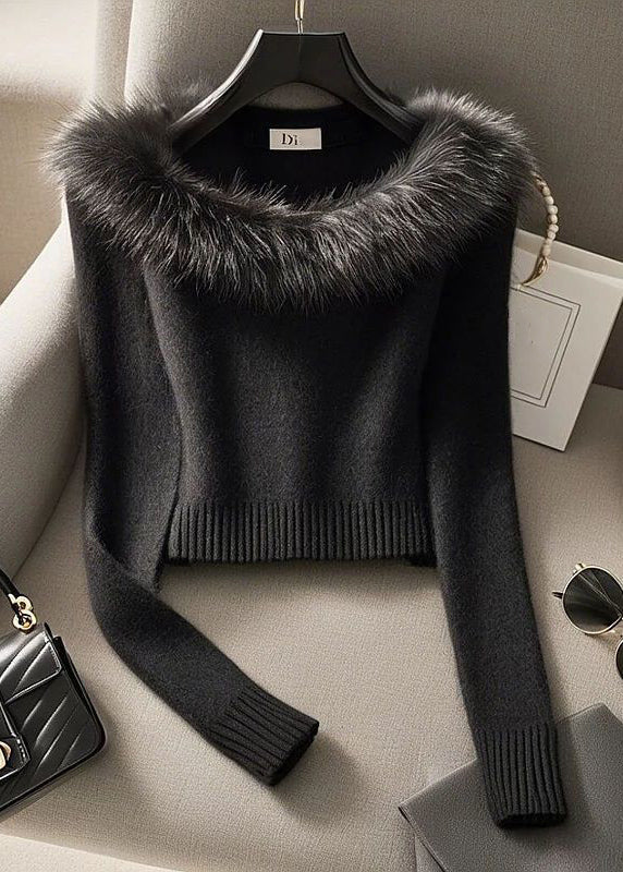 Isaura - Maglione Donna Nero Slim Fit Invernale
