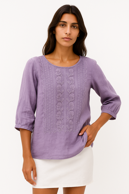 Laura - Donna Camicetta Cotone Leggero, Ricamo Elegante