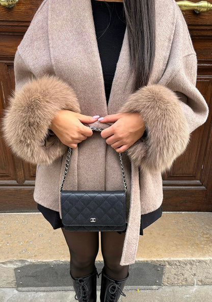Emilia - Cappotto di lusso beige marrone elegante