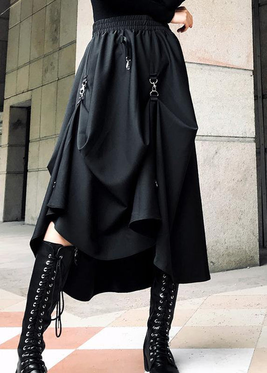 Speranza - Gonna estiva nera asimmetrica in cotone donna Nero