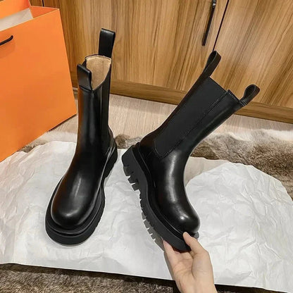 Hanna – Stivali Alti Neri Donna Slip-On Comodi