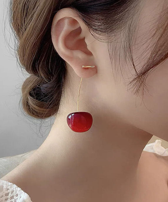 Lisabetta - Orecchini Pendenti Ciliegia Rossa Argento Donna