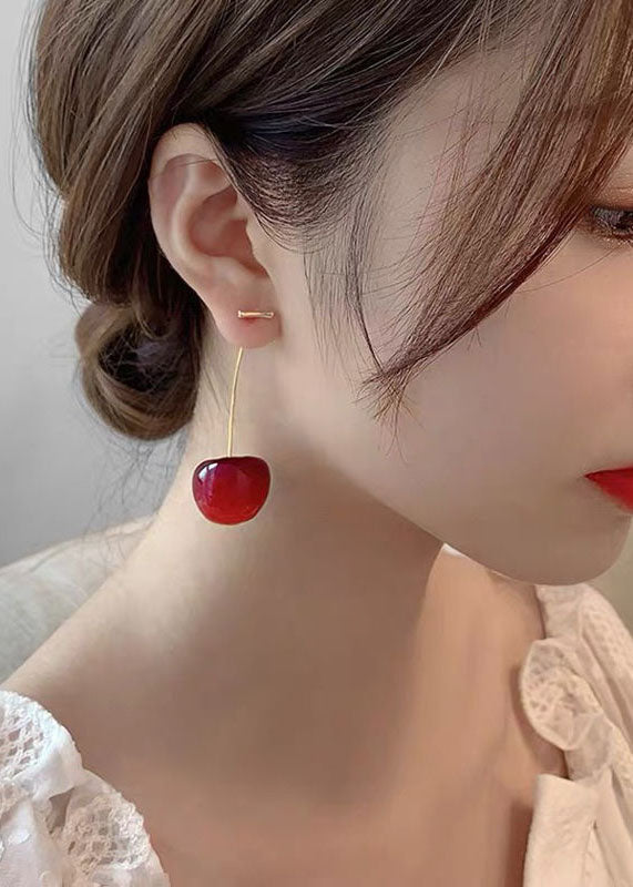 Lisabetta - Orecchini Pendenti Ciliegia Rossa Argento Donna
