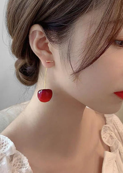 Lisabetta - Orecchini Pendenti Ciliegia Rossa Argento Donna