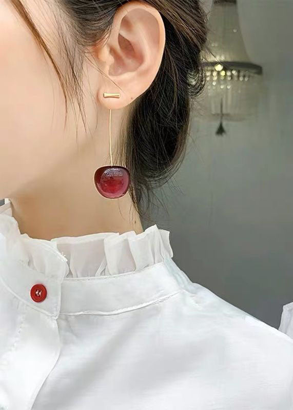 Lisabetta - Orecchini Pendenti Ciliegia Rossa Argento Donna