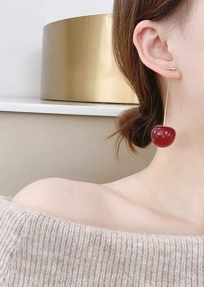 Lisabetta - Orecchini Pendenti Ciliegia Rossa Argento Donna