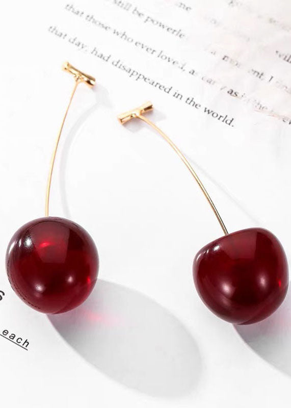 Lisabetta - Orecchini Pendenti Ciliegia Rossa Argento Donna