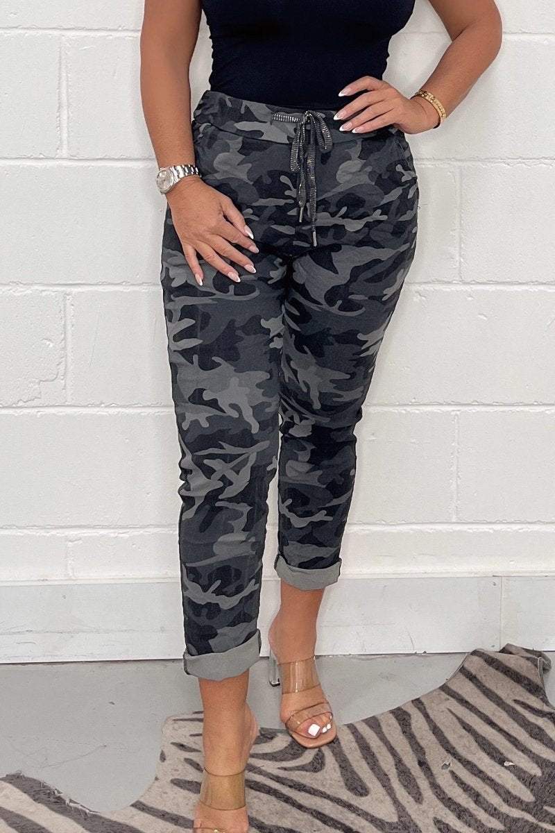 Delia - Pantaloni donna camouflage stile moderno versatili