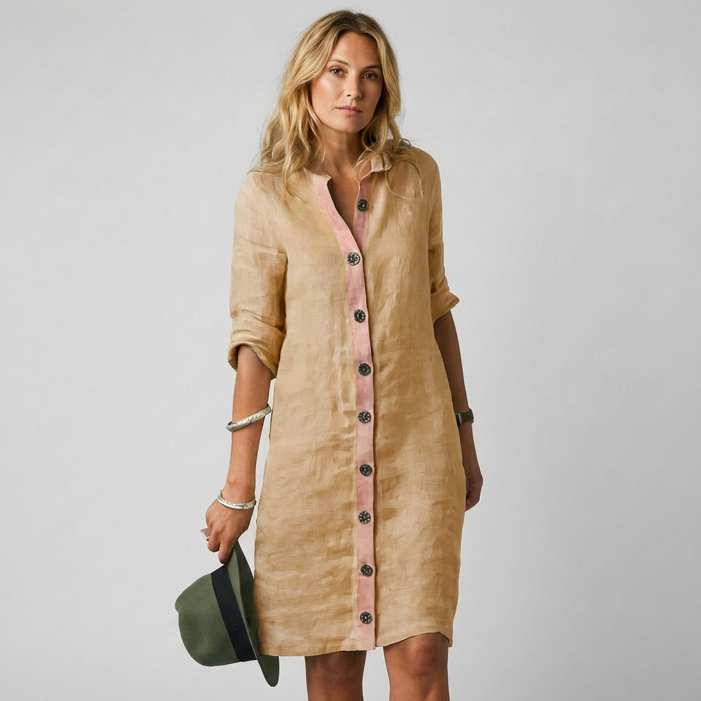Flaminia - Vestito donna bottoni elegante fresco estivo