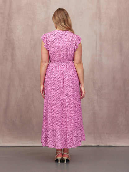 Quinora - Abito Maxi Estivo Donna Stampa Pois Rosa Romantico