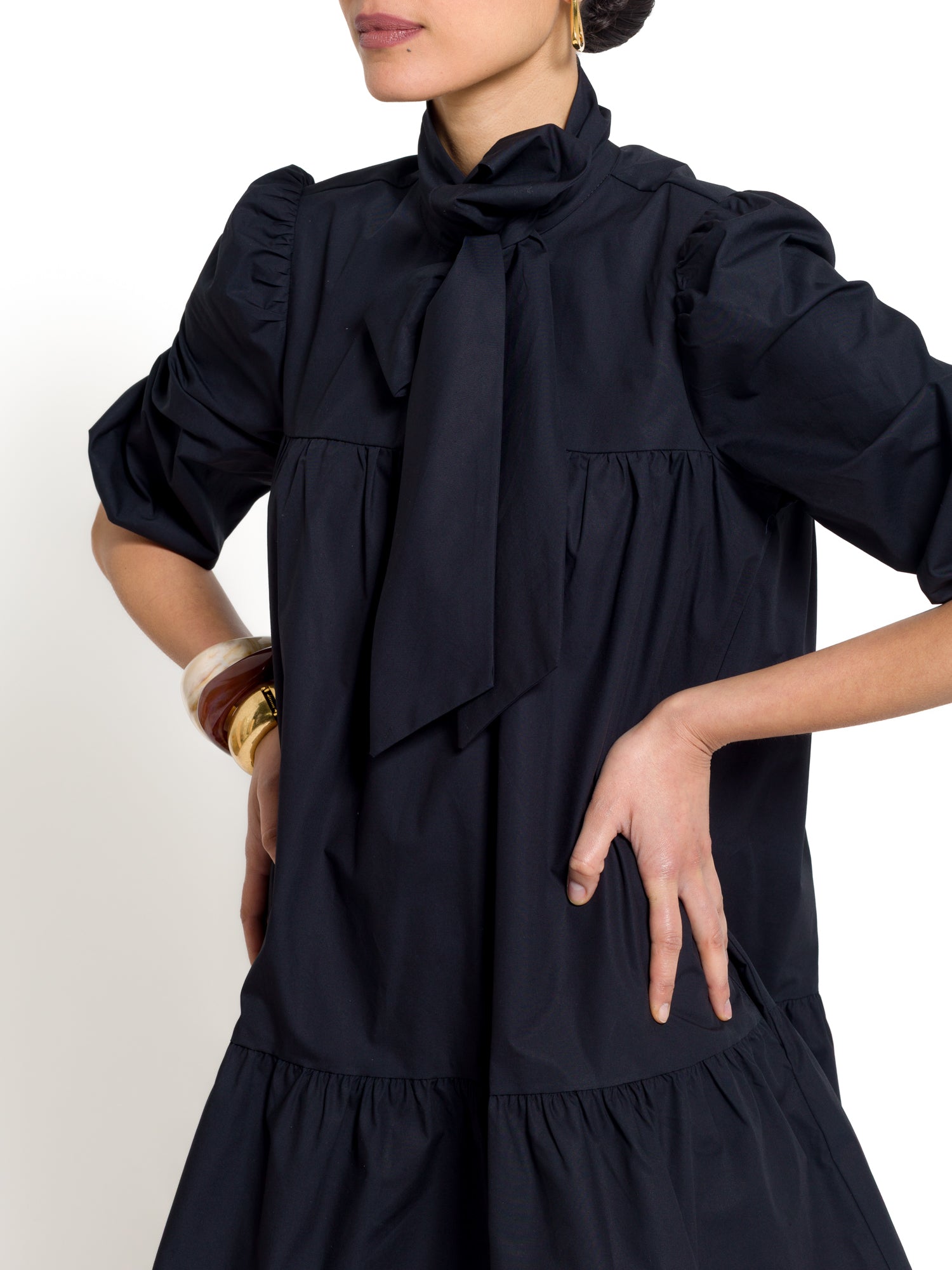 Sveva - Abito corto elegante con fiocco donna NERO