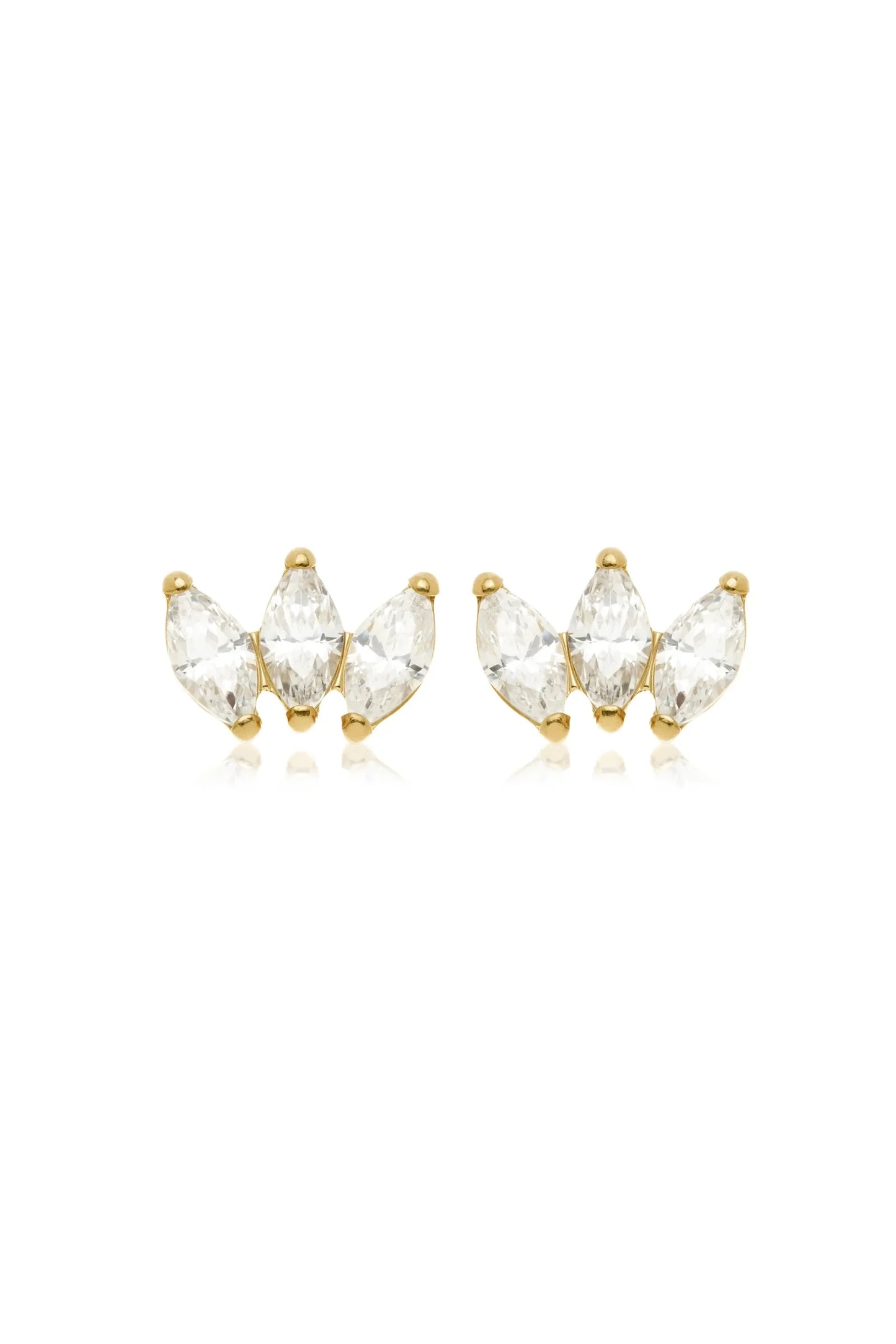 Luisinia – Orecchini Stud in Titanio Dorato con Cristalli Marquise a Ventaglio