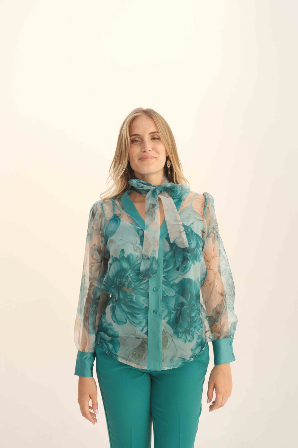 Quinira - Camicia Fantasia Donna Inserti Raso e Canotta