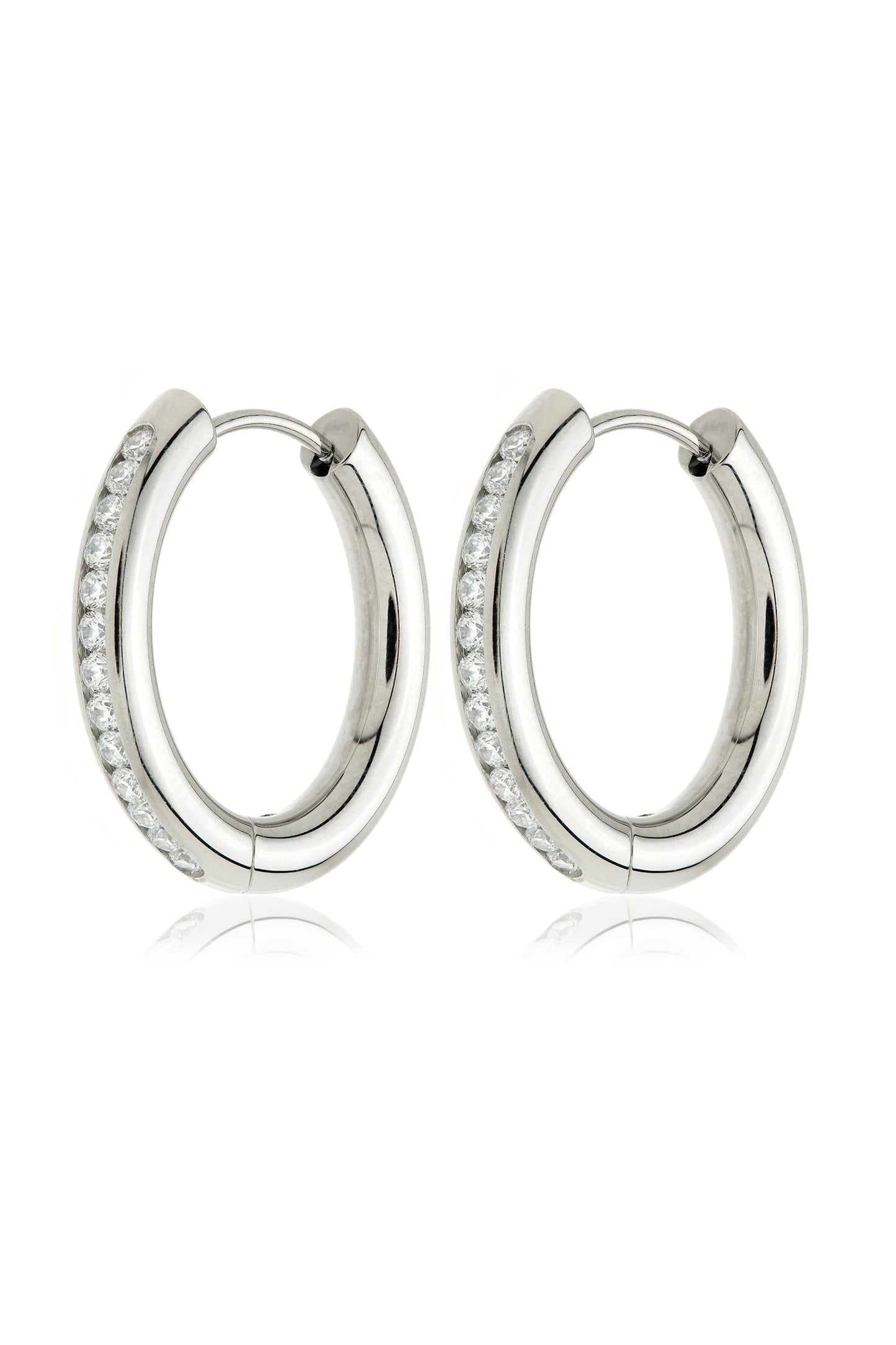 Luminda – Orecchini a Cerchio Chunky Pavé Zoe in Titanio Platino