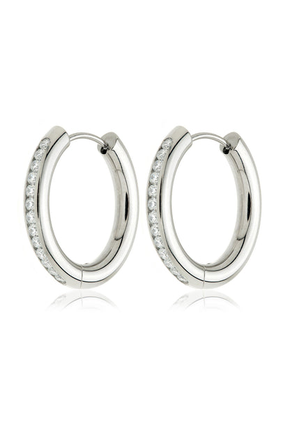 Luminda – Orecchini a Cerchio Chunky Pavé Zoe in Titanio Platino