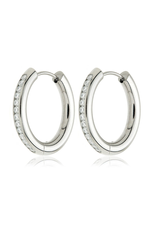 Luminda – Orecchini a Cerchio Chunky Pavé Zoe in Titanio Platino
