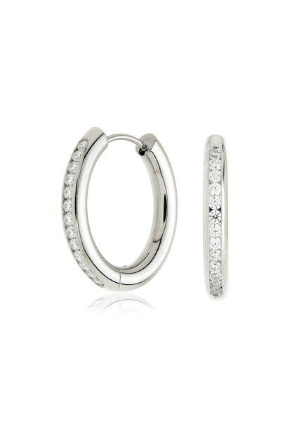Luminda – Orecchini a Cerchio Chunky Pavé Zoe in Titanio Platino