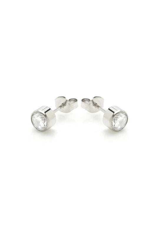 Lunarda – Orecchini Punto Luce in Titanio Platino con Moissanite