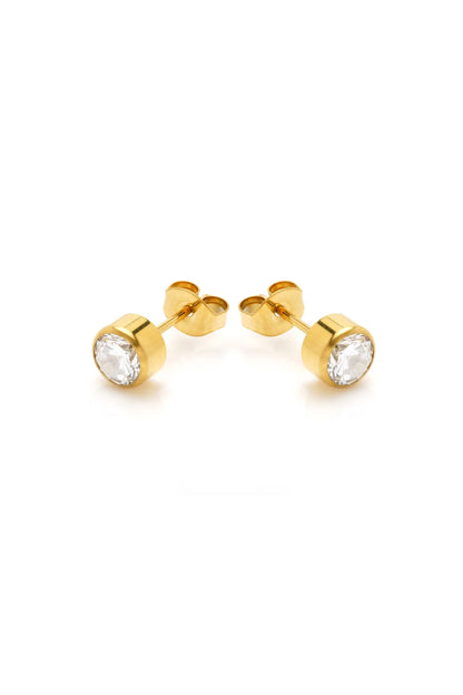 Lumisia – Orecchini Punto Luce in Titanio Oro con Moissanite