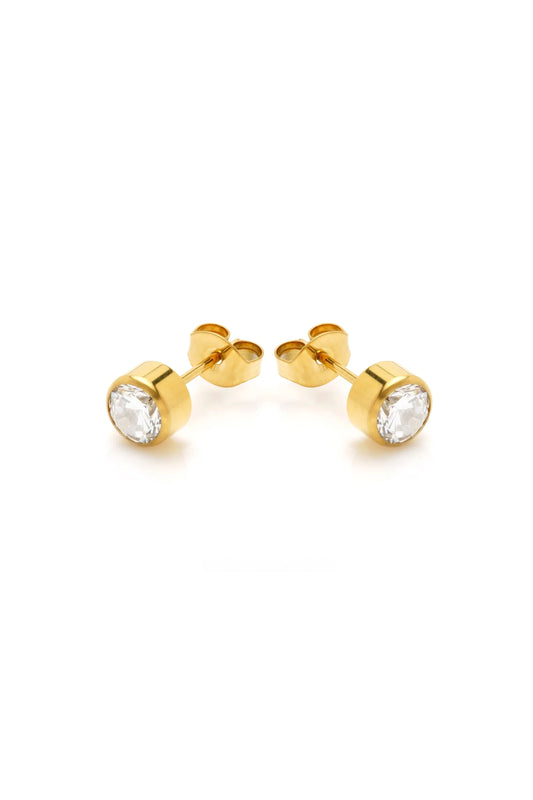 Lumisia – Orecchini Punto Luce in Titanio Oro con Moissanite