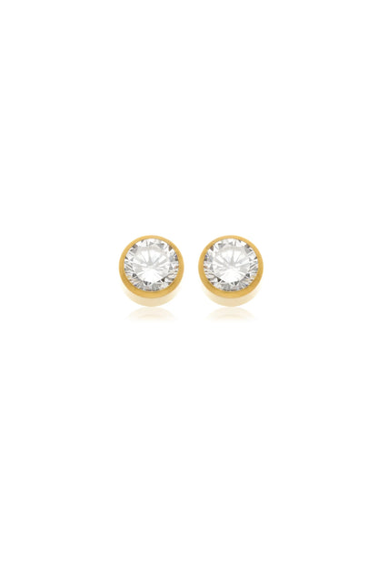 Lumisia – Orecchini Punto Luce in Titanio Oro con Moissanite