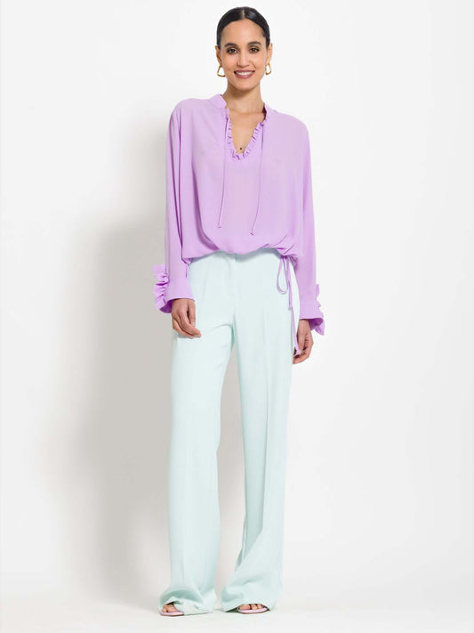 Tamara - Blusa elegante con rouches da donna Lila