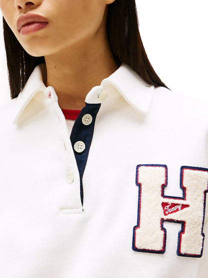 Tarcisia - Felpa stile polo bianca con logo donna Bianco
