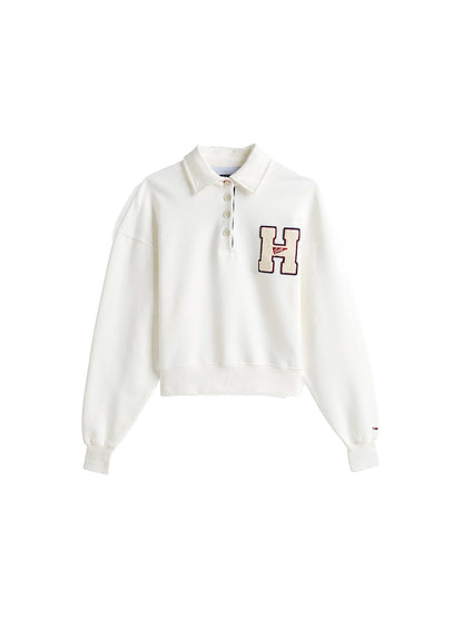 Tarcisia - Felpa stile polo bianca con logo donna Bianco