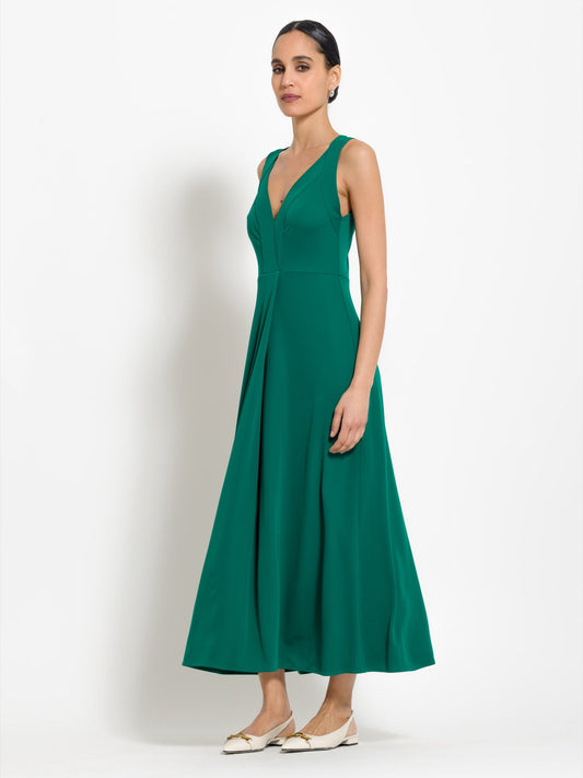 Tarsilia - Abito lungo elegante con scollo da donna Verde