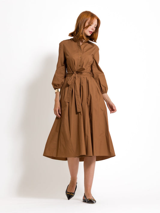 Teresa - Abito chemisier elegante da donna Marrone