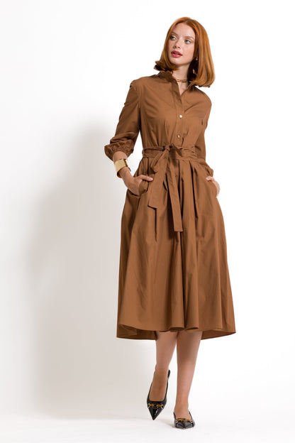 Teresa - Abito chemisier elegante da donna Marrone