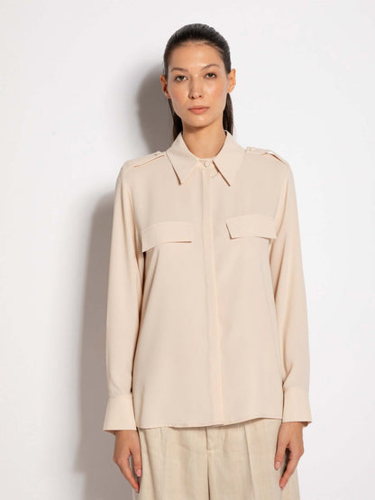 Teresina - Camicia elegante con tasche da donna Beige