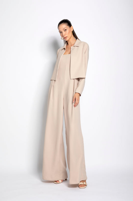 Tindara - Tuta elegante in envers satin da donna Beige