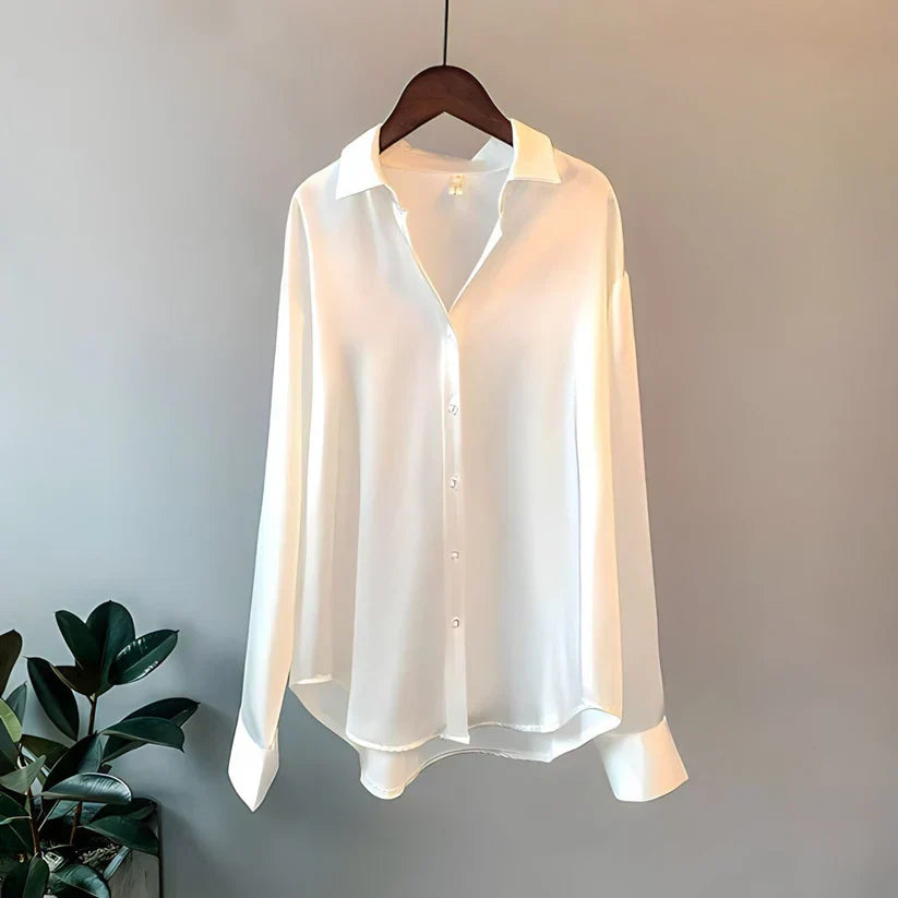 Tizianella - Camicia elegante in pura seta da donna Bianco