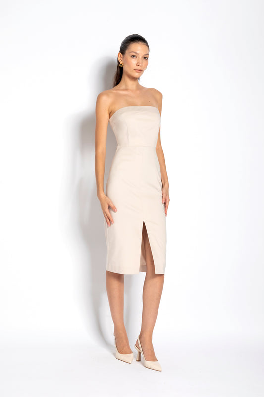Tonina - Abito bustier elegante da donna Beige