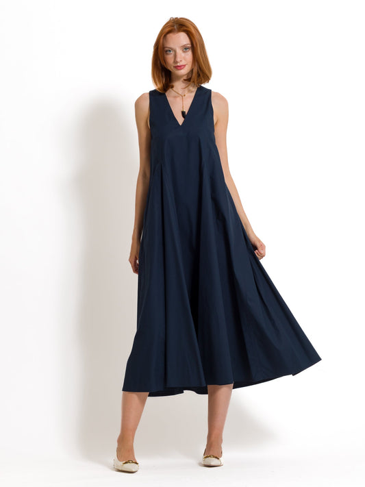 Tristana - Abito lungo in cotone da donna Blu navy