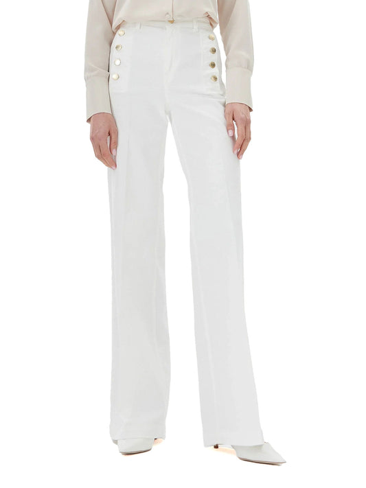 Tulliana - Pantaloni a zampa in denim naturale donna Bianco