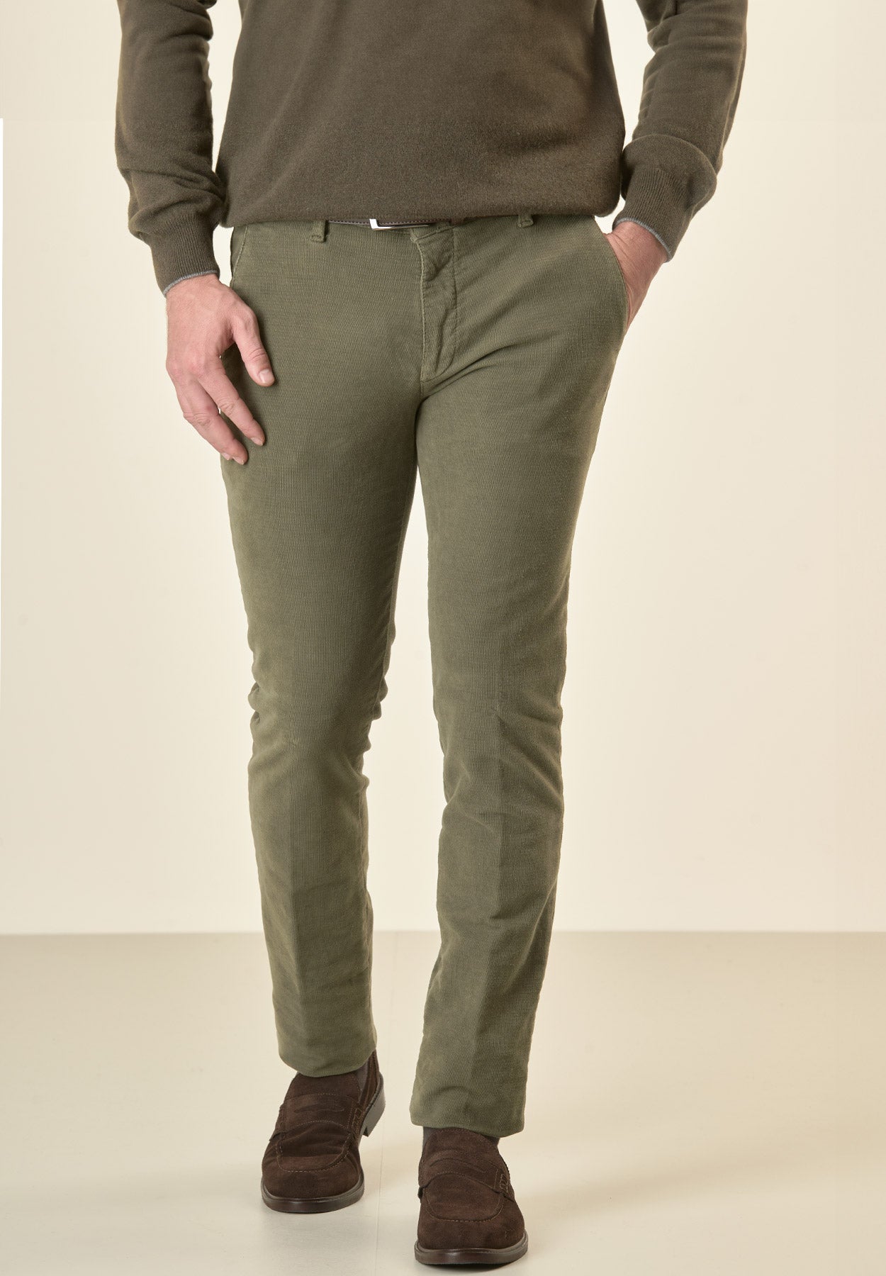 Teodoro - Pantalone Verde Slim Fit Uomo Elegante