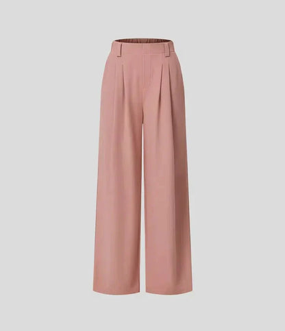 Edvige – Pantaloni Donna a Gamba Larga con Pieghe ed Elastico in Vita
