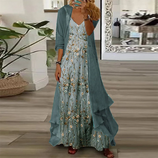 Umina – Maxi Abito da Cerimonia Floreale Donna Verde