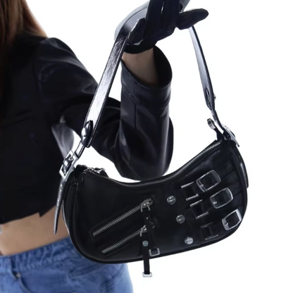 Debora – Borsa Modello Baguette Con Fibbie Decorative E Chiusura Zip