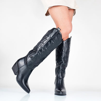 Uria - Stivali texani donna in ecopelle nera Nero