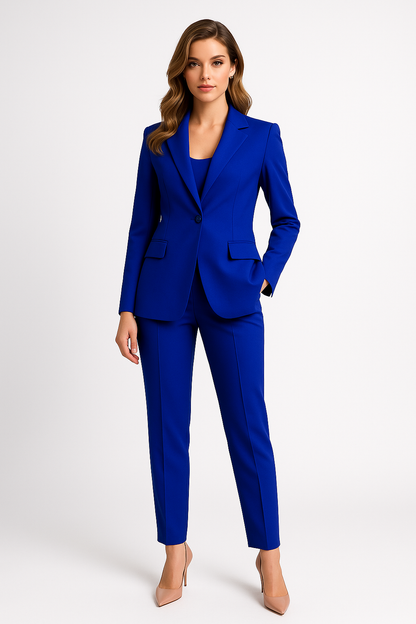 Uriella - Tailleur pantalone donna elegante da ufficio Blu