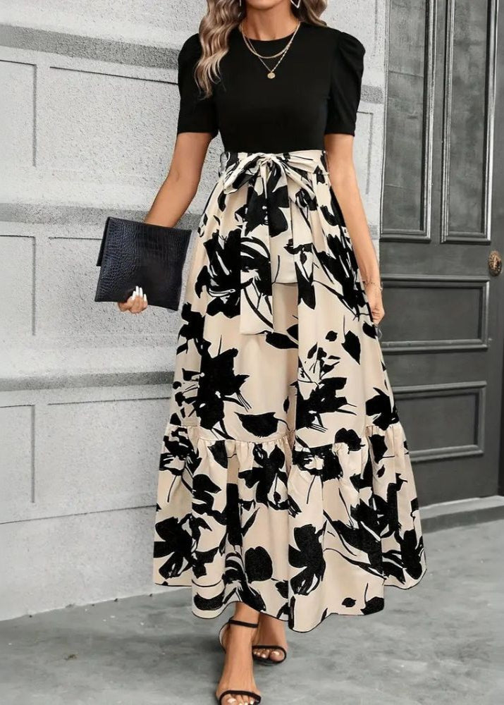 Urvina - Maxi abito elegante Astrid da donna Nero/Bianco