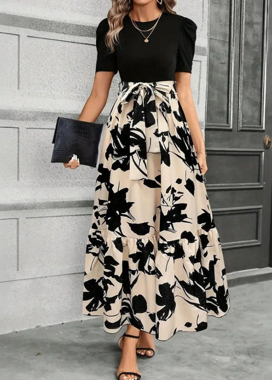 Urvina - Maxi abito elegante Astrid da donna Nero/Bianco