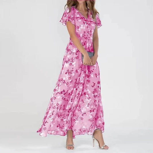 Uvelia - Abito lungo floreale Astrid da donna Rosa
