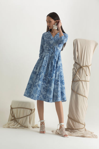 Quineta - Abito Chemisier Lungo Stampa Righe e Fiori Donna