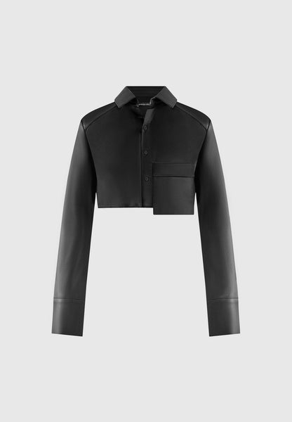 Roberta - Camicia corta donna contrasto nero moderna