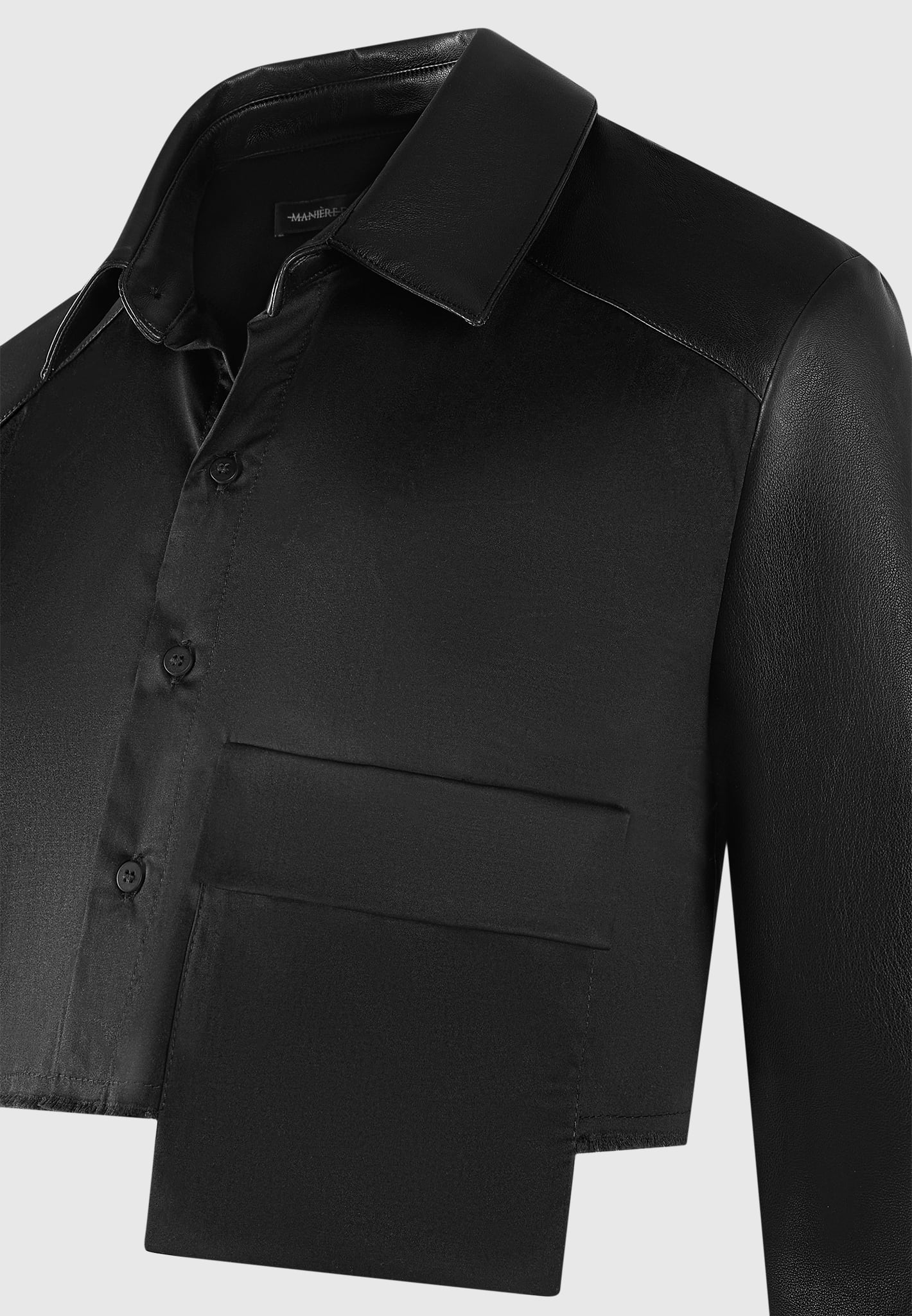Roberta - Camicia corta donna contrasto nero moderna