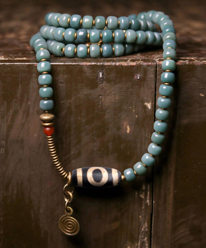 Lattanzia - Collana Bracciale Bodhi Nappine Verde Vintage Donna